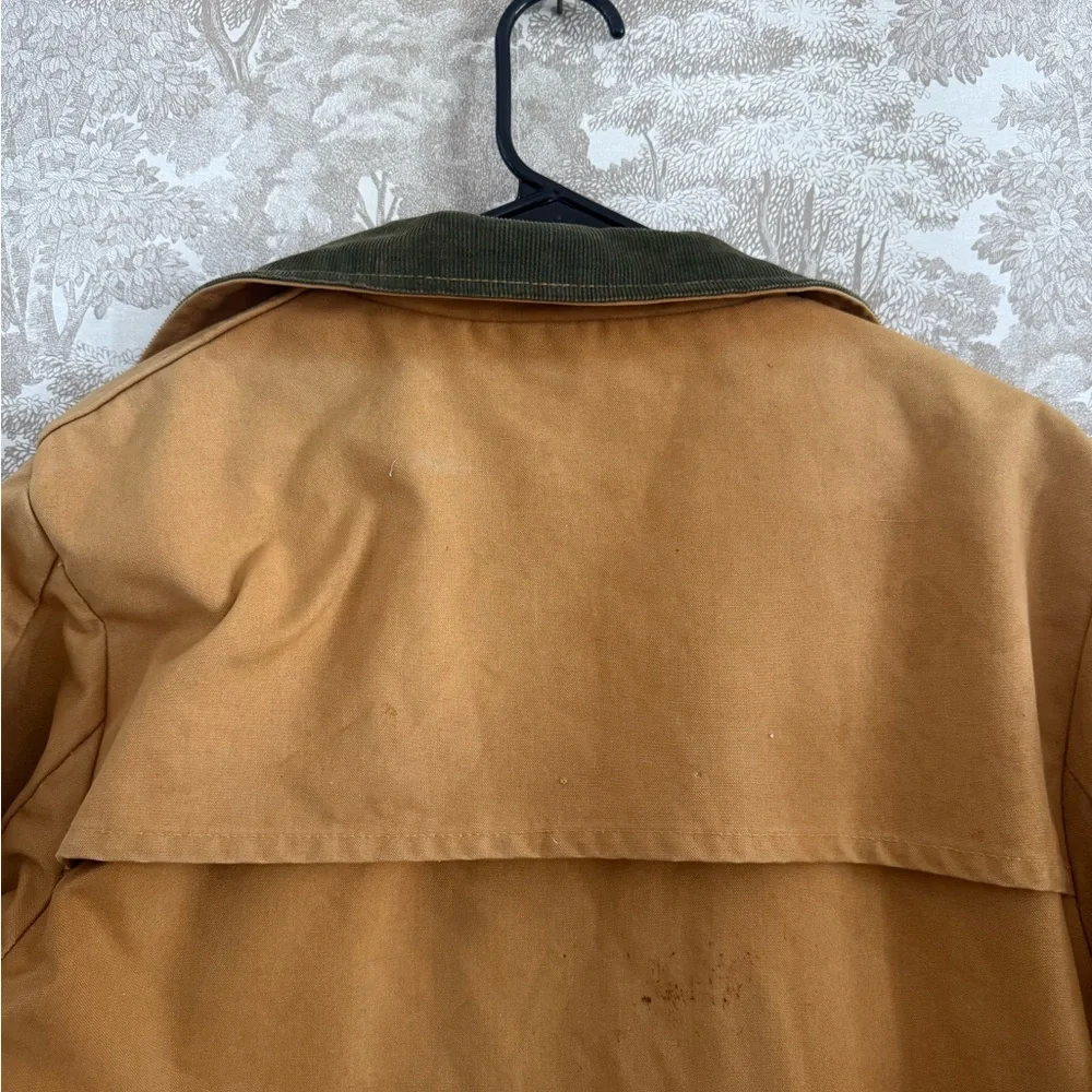 Vintage L.L. Bean Men's Brown Field Jacket with Green Collar - Picture 4 of 6